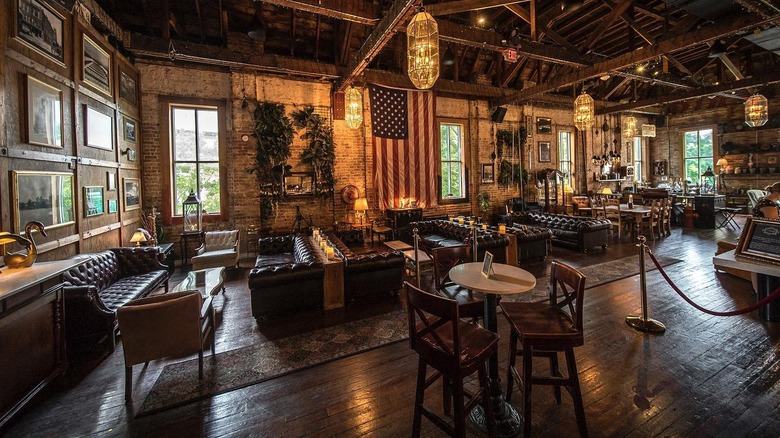 Interior of Mathers Social Gathering, including various seating areas
