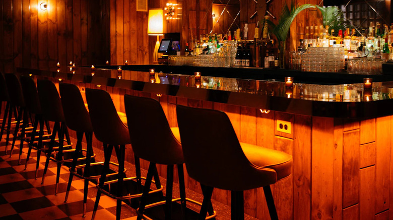 Bar area inside Blind Barber