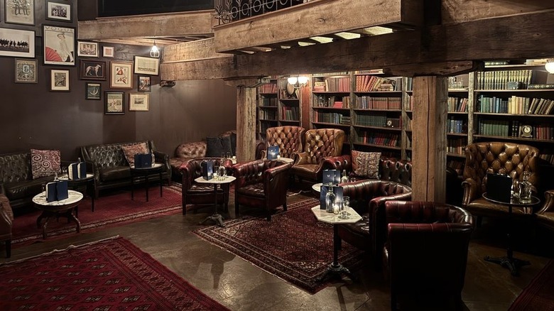 Seating areas inside library nook at Hell or High Water