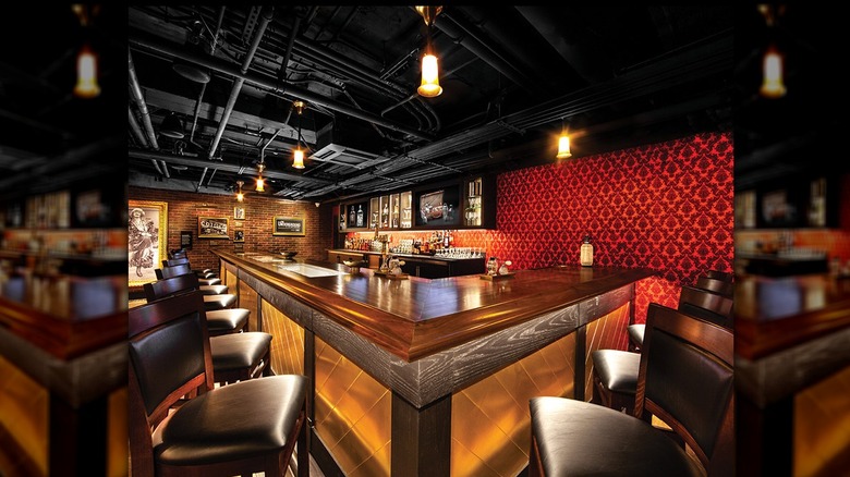 Bar area inside The Underground Speakeasy and Distillery
