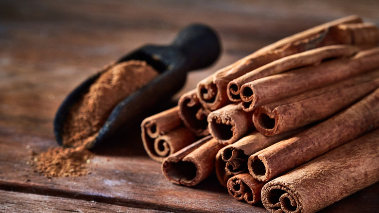Stick and ground cinnamon