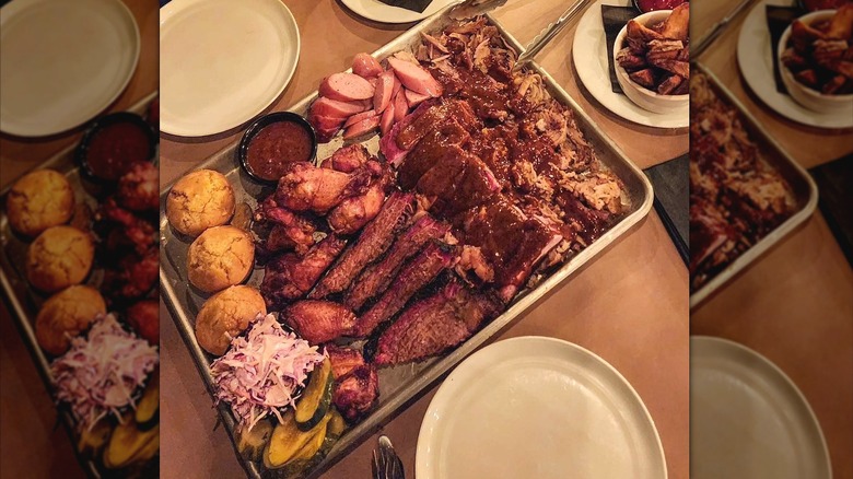 A platter of meats and sides from Great Northern BBQ Co