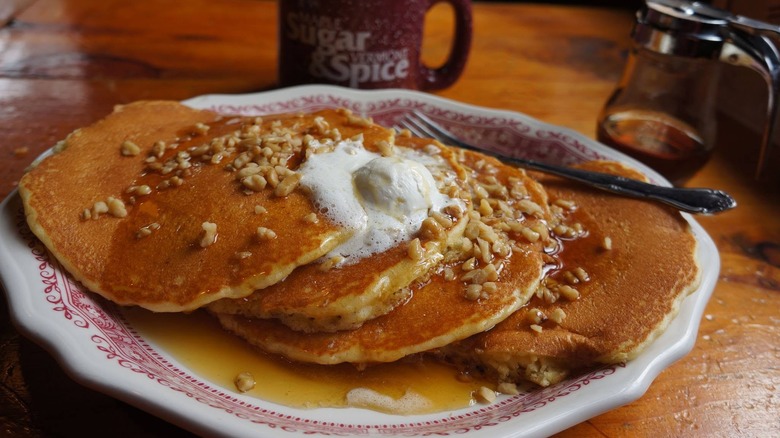 A plate of maple walnut pancakes at Maple Sugar and Vermont Spice