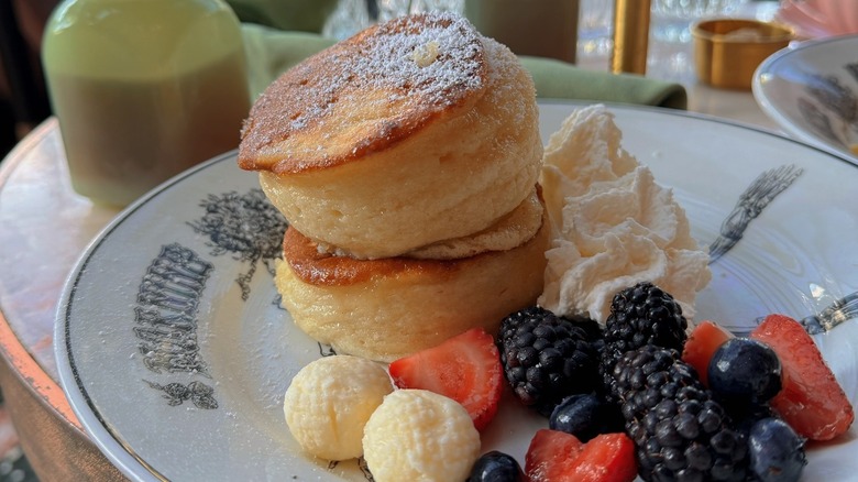 A plate of souffle pancakes at Morning Glory in San Diego, California