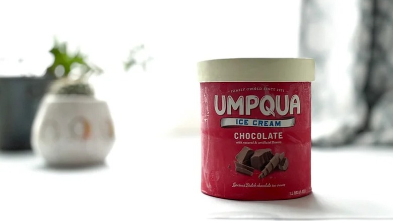 Container of Umpqua Chocolate Ice Cream