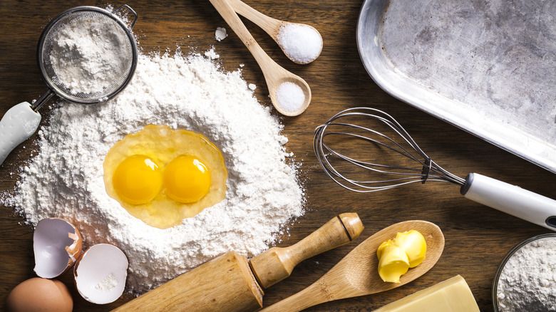 Cake ingredients on a counter
