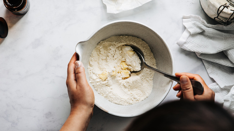 Person mixing cake batter