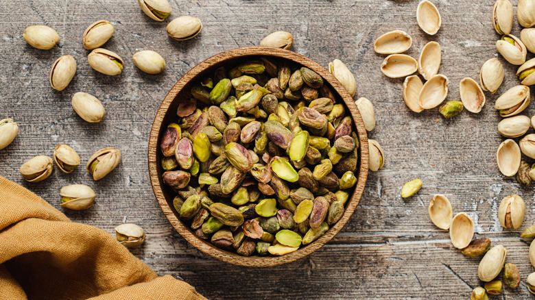 pistachios floating in air