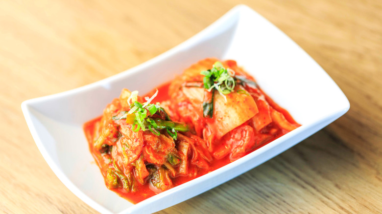 Kimchi in a ceramic dish