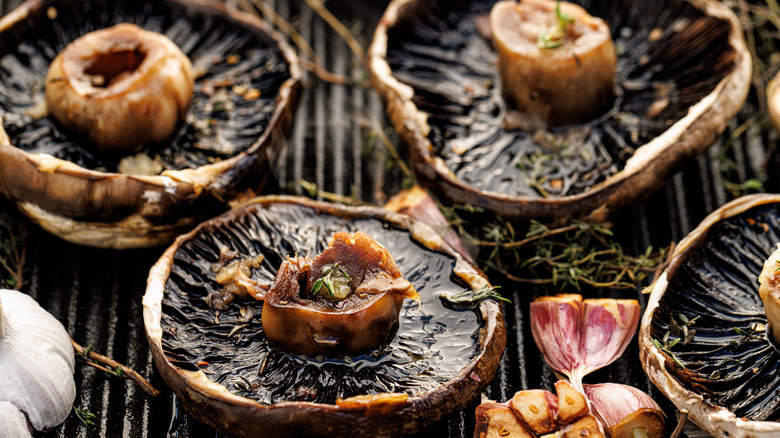 portobello mushrooms on BBQ