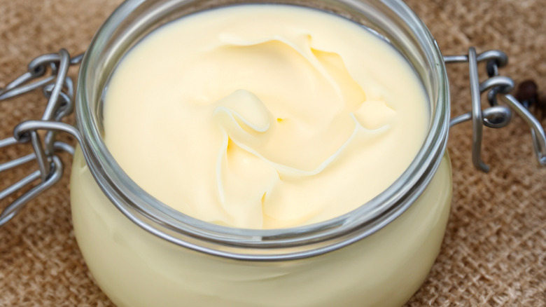 Close-up of a jar full of beef tallow