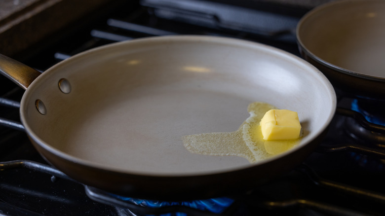 Melting butter in pan