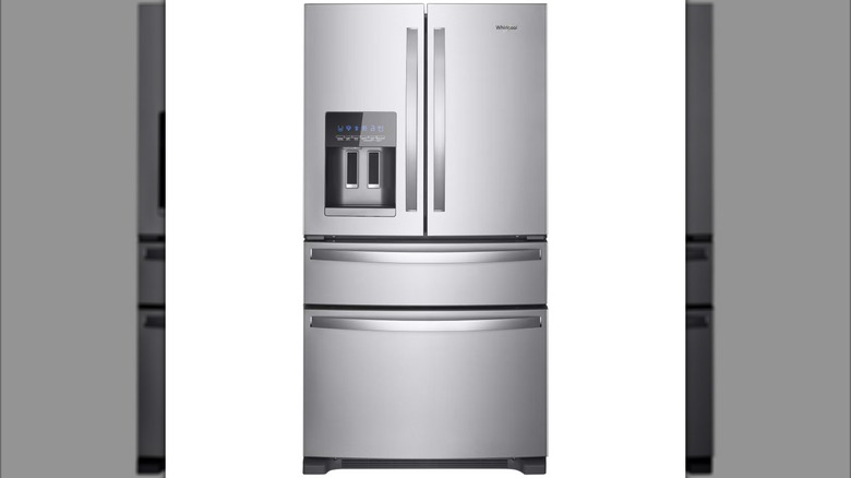The Whirlpool 24.5 cu. ft. French Door Refrigerator in a stainless steel finish