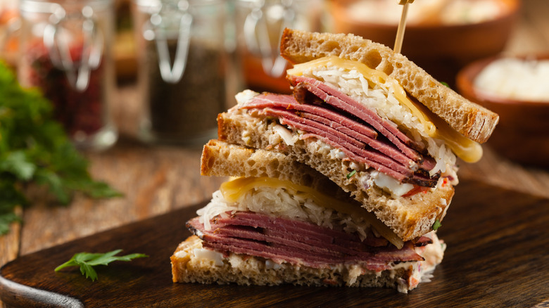 restaurant-style Reuben sandwich