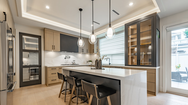 Kitchen with modern lighting