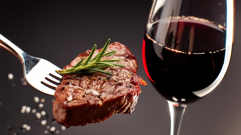 Marinated steak and red wine