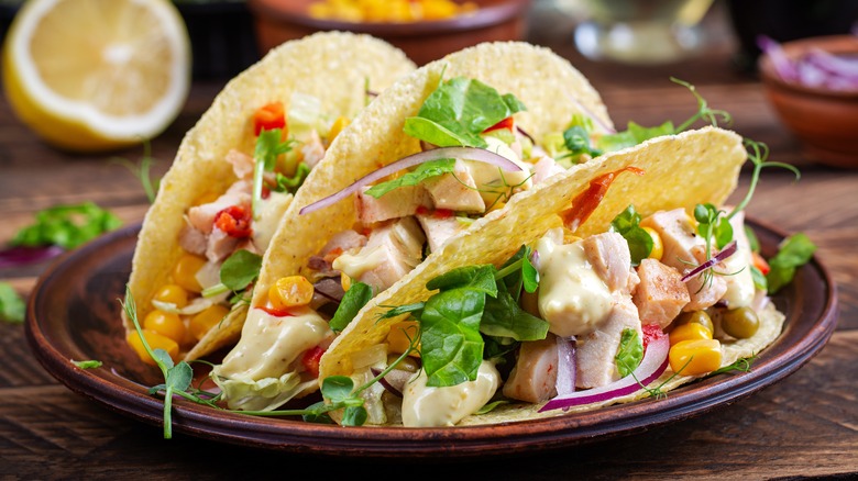 Plate of chicken tacos