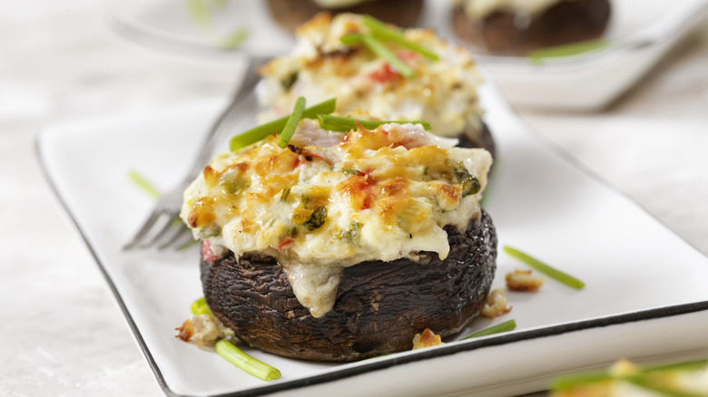Plate of stuffed mushrooms