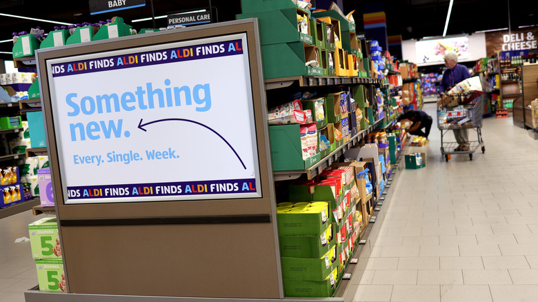 A display sign inside an Aldi grocery store.
