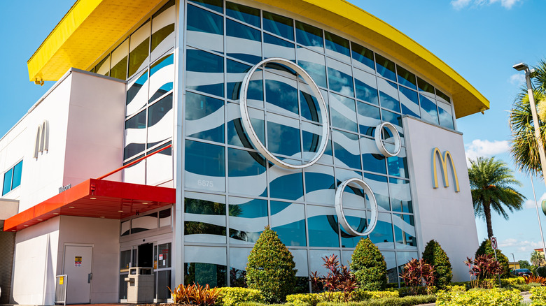 Outside of the world's largest McDonald's in Orlando, Florida