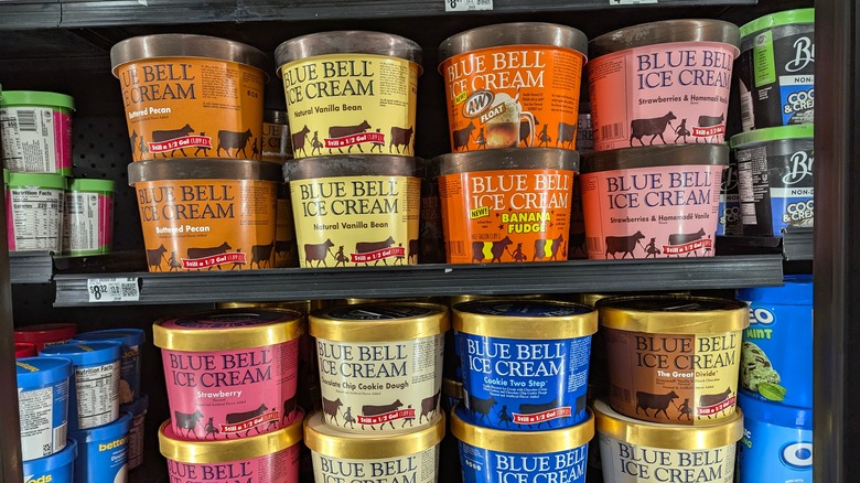 Blue Bell ice cream on store shelves