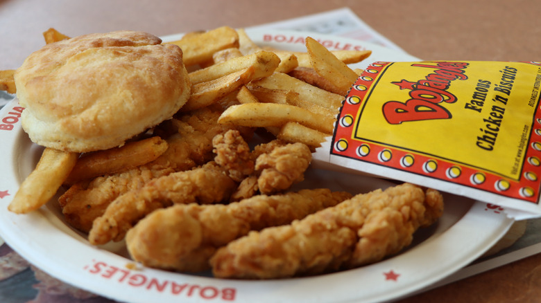 Bojangles plate with various items