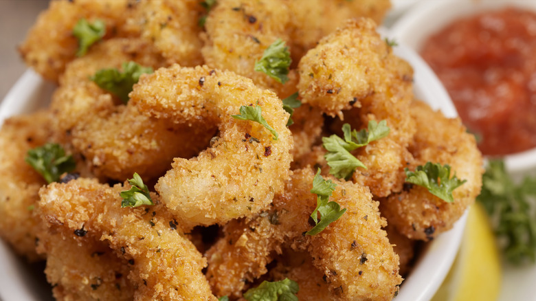 fried popcorn shrimp on a plate