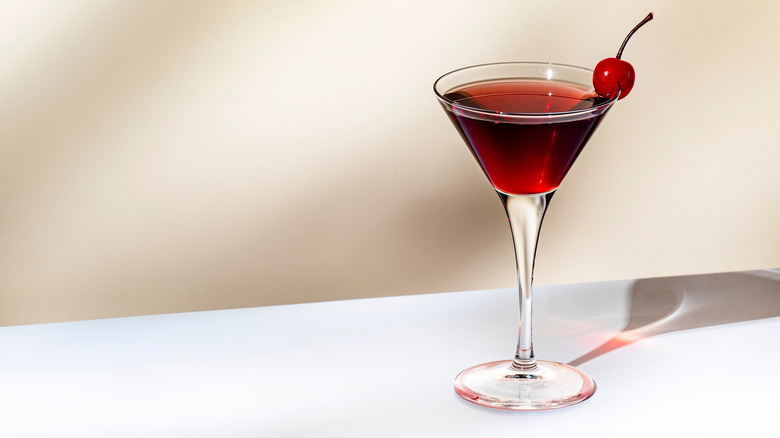 Red cherry-flavored liquor in a vintage glass