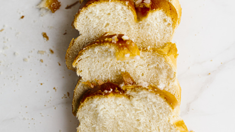 Sliced brioche bread