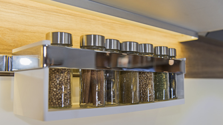 Under-shelf spice rack