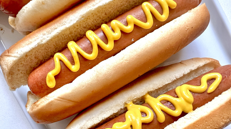simple-style hot dogs with mustard