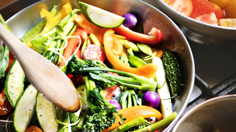 Vegetable saute in a pan