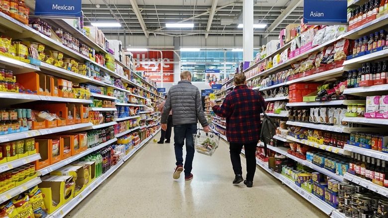 People shopping in a grocery store