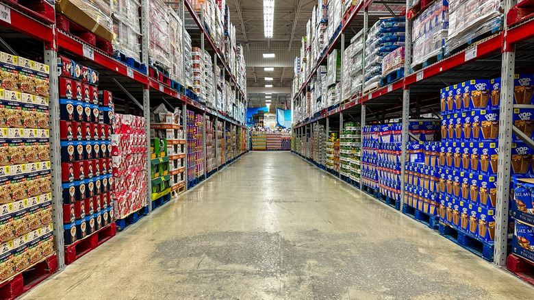 Rows of food stacked high inside a Sam's Club