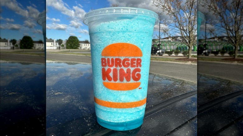 blue and red frozen slushies