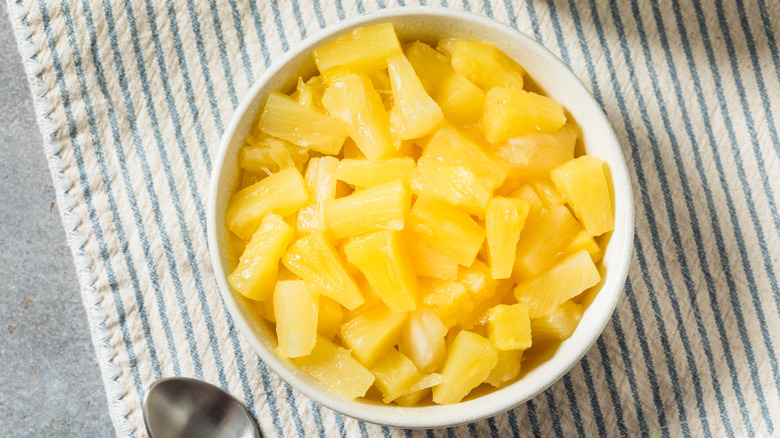 pineapple chunks in bowl