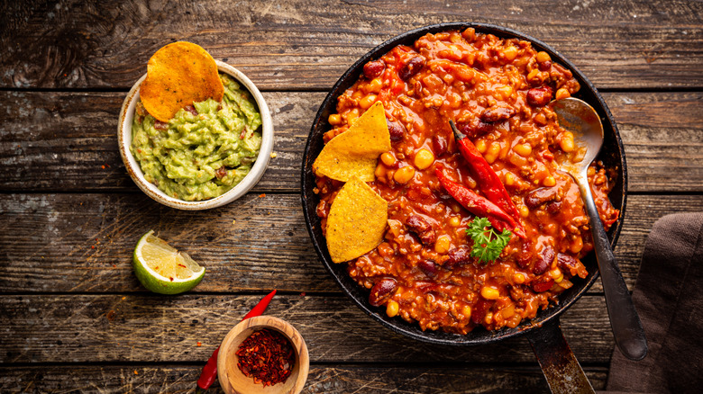 Chili and guacamole