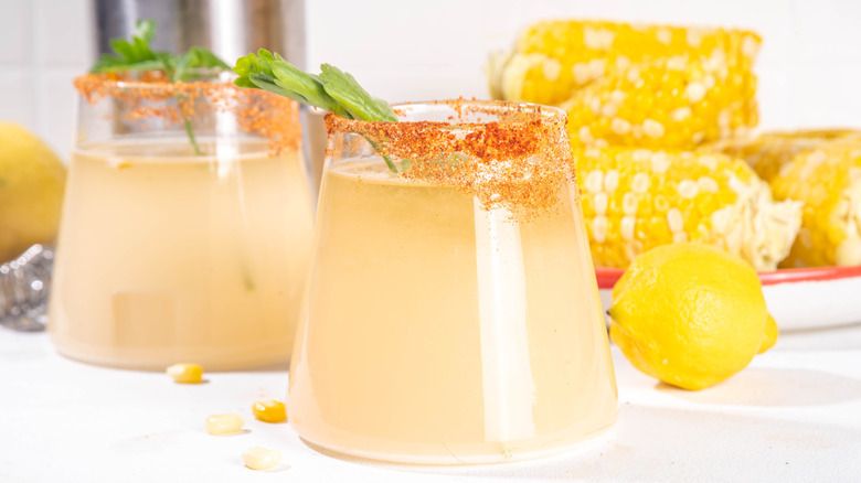 served sweet corn margarita
