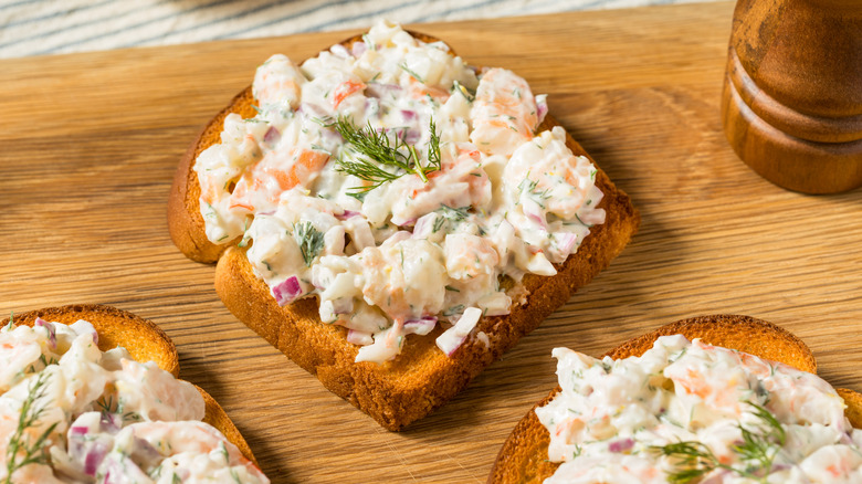 shrimp salad Skagen on toast