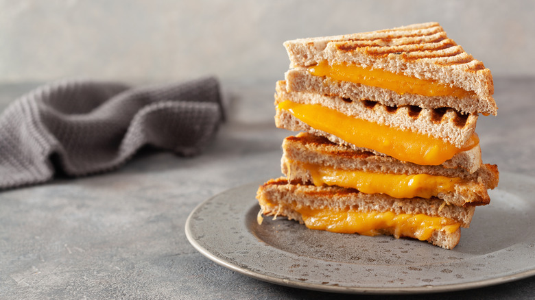 Grilled cheese on gray plate