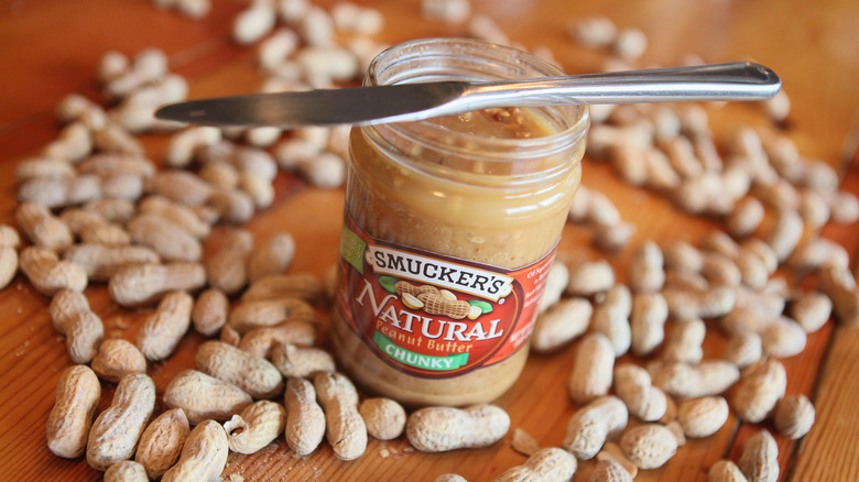 Jar of natural peanut butter