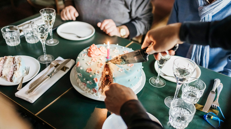 Cutting a birthday cake