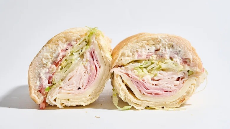 Jersey Mike's club sub sliced down the middle.