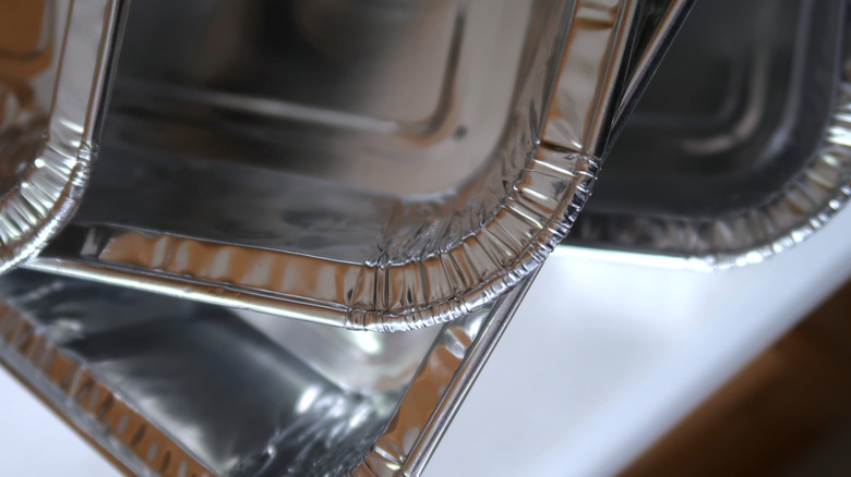 Stack of aluminum foil pans