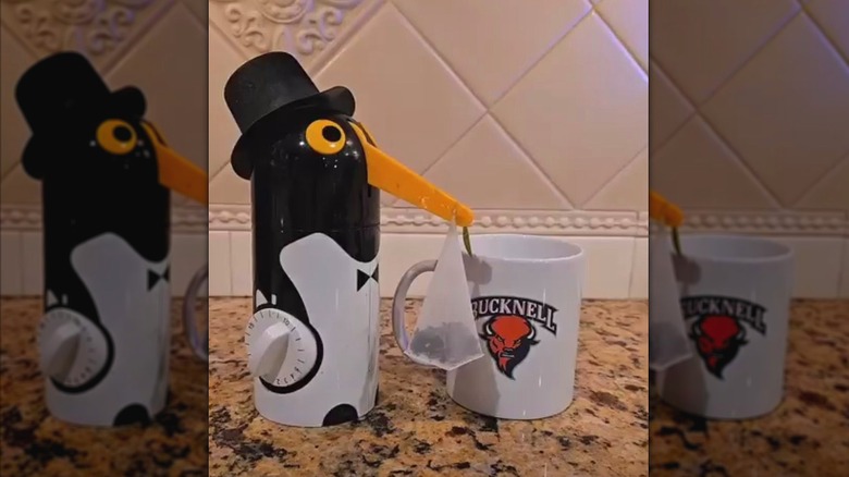 A Kuchenprofi Penguin Tea Boy on a granite counter