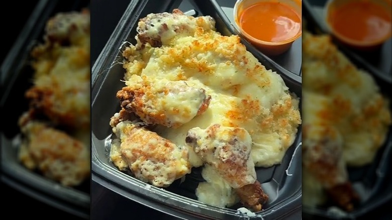 Take out box of parmesan crusted chicken wings