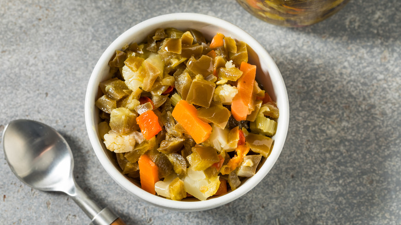 A bowl of homemade giardiniera.