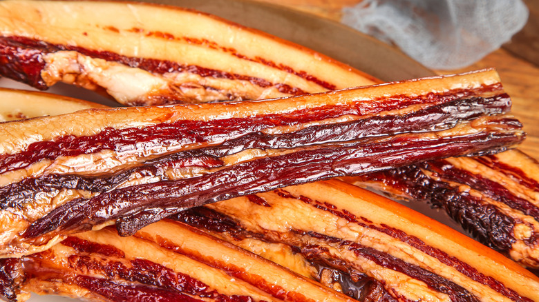 Close up of Sichuan bacon