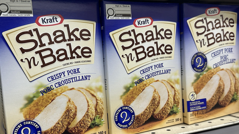 Packages of Shake and Bake on a store shelf
