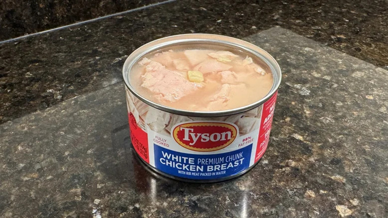 Open can of Tyson chicken